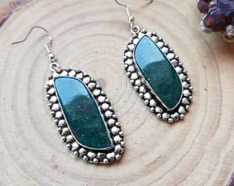Brincos pendentes de prata esterlina com aventurina, joias com pedras preciosas Boho
