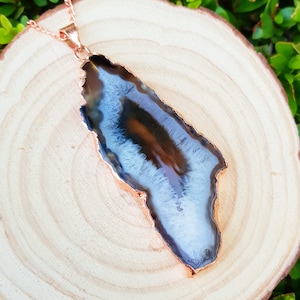 Big Natural Agate Pendant Electroformed Copper Statement Pendant Boho Gemstone Necklace Unique Gift One Of A Kind Gift