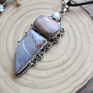 Jasper Pearl Pendant: Sterling Silver Boho Necklace