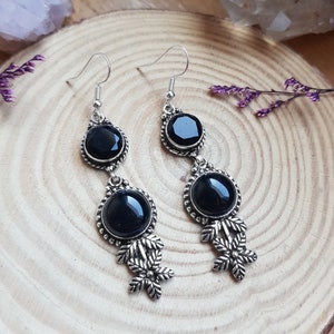 Black Onyx Statement Earrings Dangle Earrings In Sterling Silver Unique Gift For Women GypsyJewelry