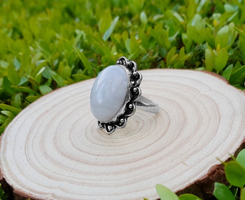 Rainbow Moonstone Statement Bague Sterling Silver Boho Bagues Taille US 8 1/2 Bijoux uniques One Of A Kind Cadeau GypsyJewelry image 9