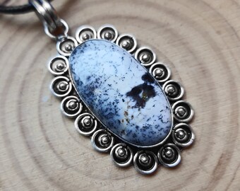 Dendrite Opal Pendant In Sterling Silver, Statement Pendant , Boho Crystal Necklace,  Unique Jewelry