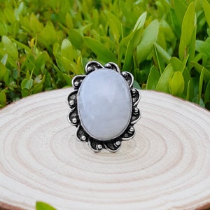 Rainbow Moonstone Statement Bague Sterling Silver Boho Bagues Taille US 8 1/2 Bijoux uniques One Of A Kind Cadeau GypsyJewelry image 5