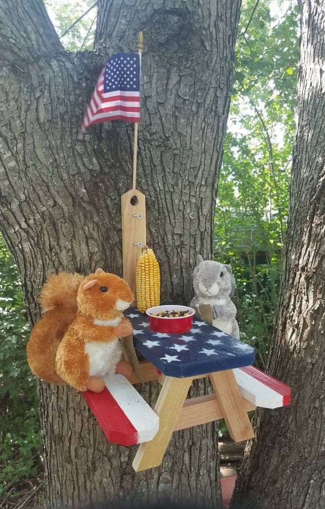 Painted Squirrel Picnic Table - Etsy