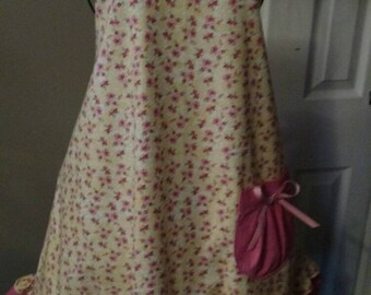 Yellow shabby chic apron