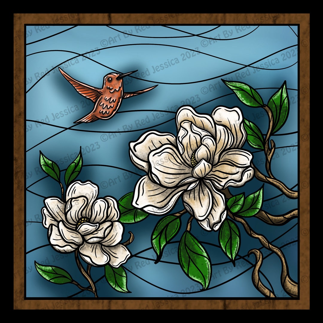 Hummingbirds and Magnolias Etsy