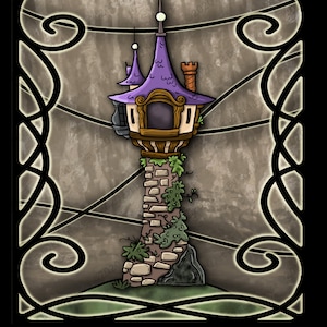 Rapunzel's Tower Stained Glass Window Sun Catcher Sticker