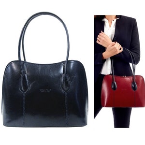 Ladies Handbag Navy Blue Shoulder Bag Womens Italian Leather Tote Vera Pelle