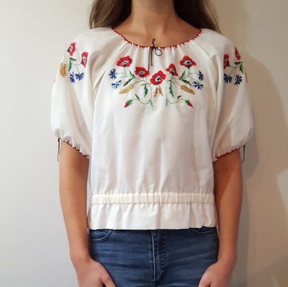 Vintage Embroidered Peasant Top