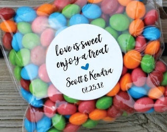 Love is Sweet Stickers, Wedding Candy Labels, Candy Bag Stickers, Wedding Stickers, Personalized Wedding Stickers, Wedding Labels, Candy Bar