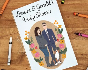 Baby Shower Favors, Custom Baby Shower Coloring Book, Baby Shower Activity Book with Fully Customized Portrait, Kids Activity Books