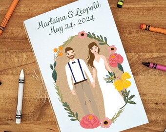 Wedding Activity Book with Fully Customized Wedding Portrait, Custom Wedding Coloring Book, Kids Activity Books, Crayons Included, Free Ship