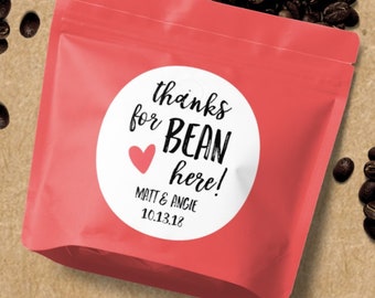 Thanks for Bean Here, Jelly Bean Favor, Coffee Bean Favor, Coffee Favour, Coffee Bean Sticker, Coffee Favor Labels, Coffee Favor Stickers