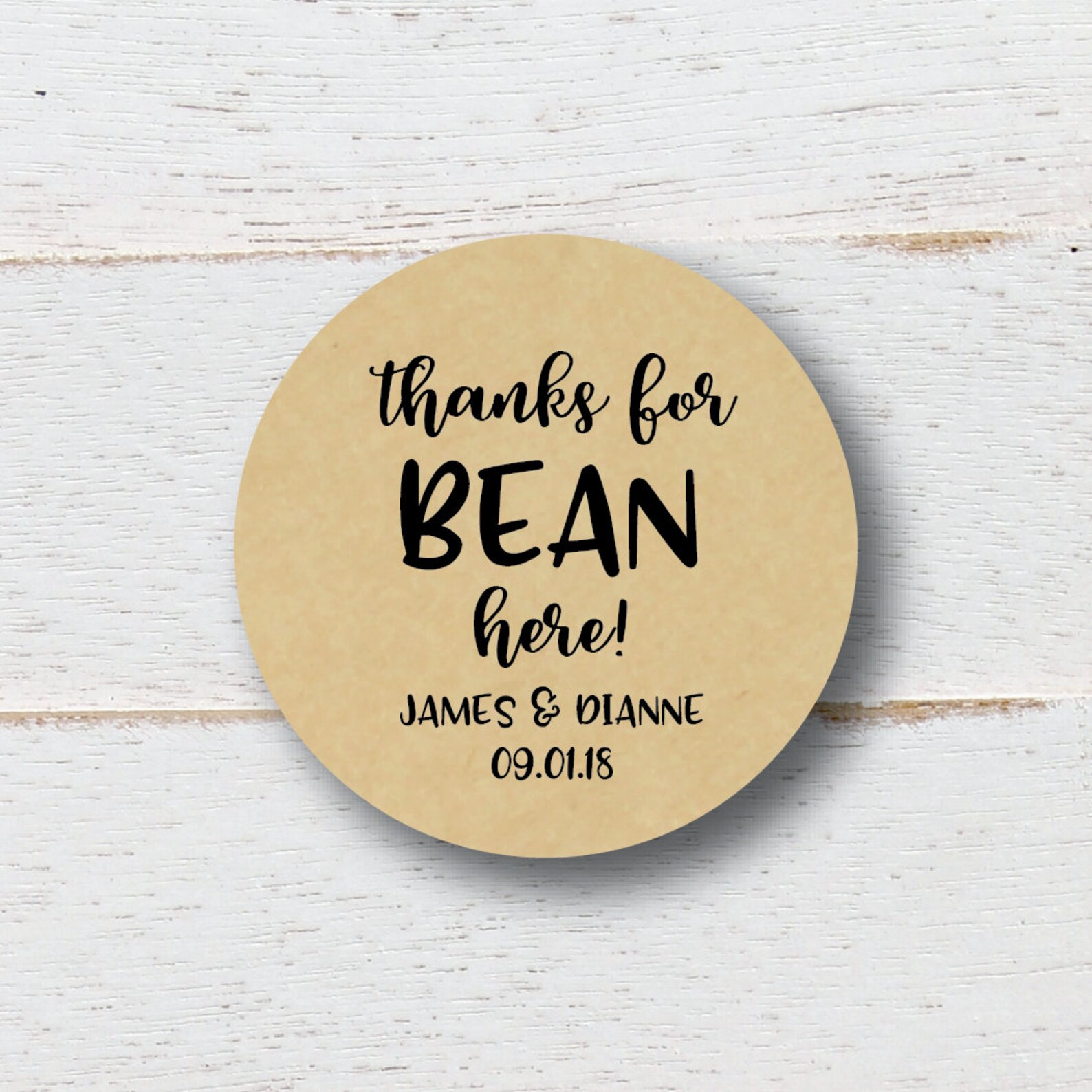 Coffee Bean Favor Coffee Bean Sticker Thanks for Bean Here Etsy