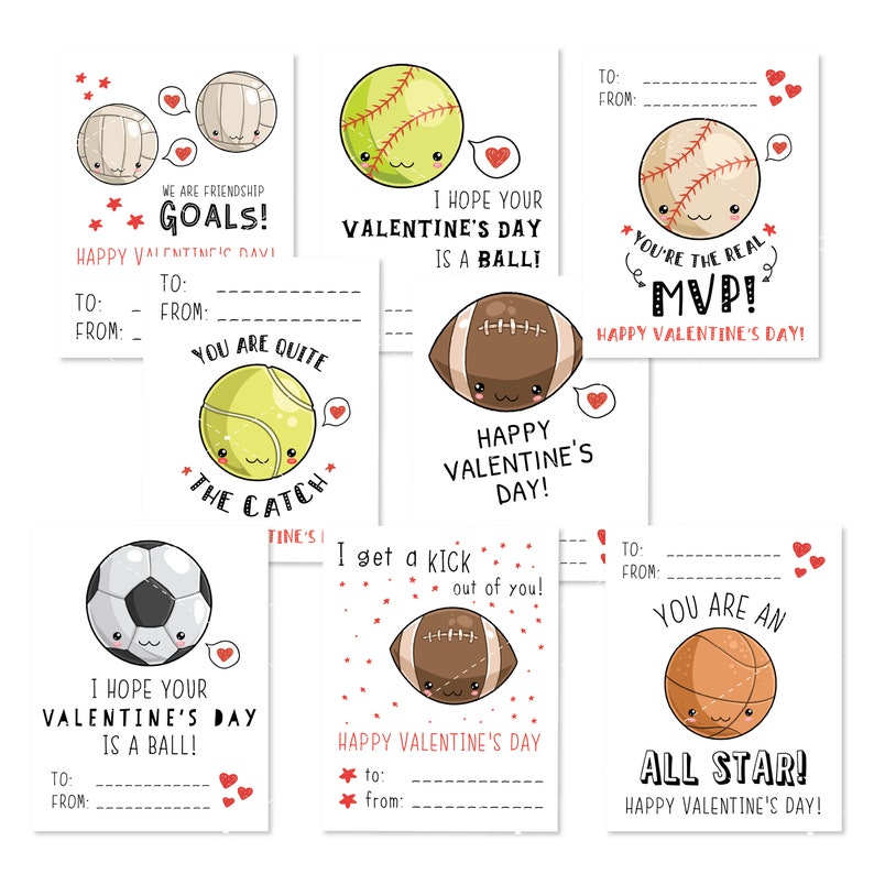 Printable Sports Valentines Printable Soccer Valentines Etsy