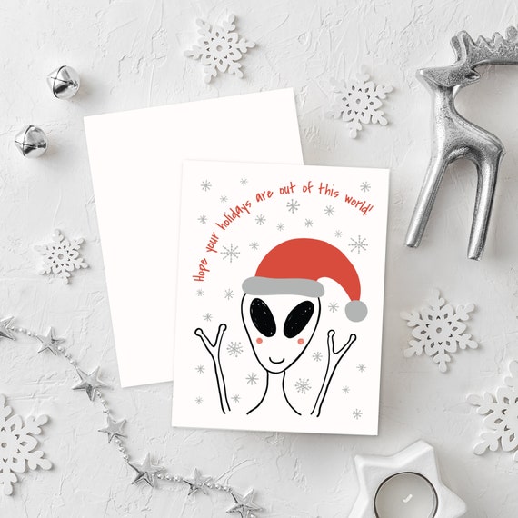 Alien Christmas Cards Alien Card Weird Christmas Cards Out - Etsy