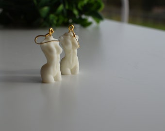 White Goddess Earrings/Female Body Earrings/Torso Earrings/Woman's Figure Earrings/Gift for Her/Girlfriend's Gift/Pure