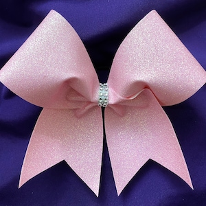 Light Pink Glitter Breast Cancer Awareness Cheerleading Cheer Bow Bows