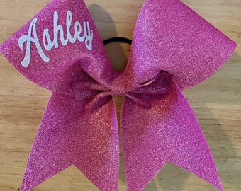 Pink Glitter Breast Cancer Awareness Cheerleading Cheer Bow Bows