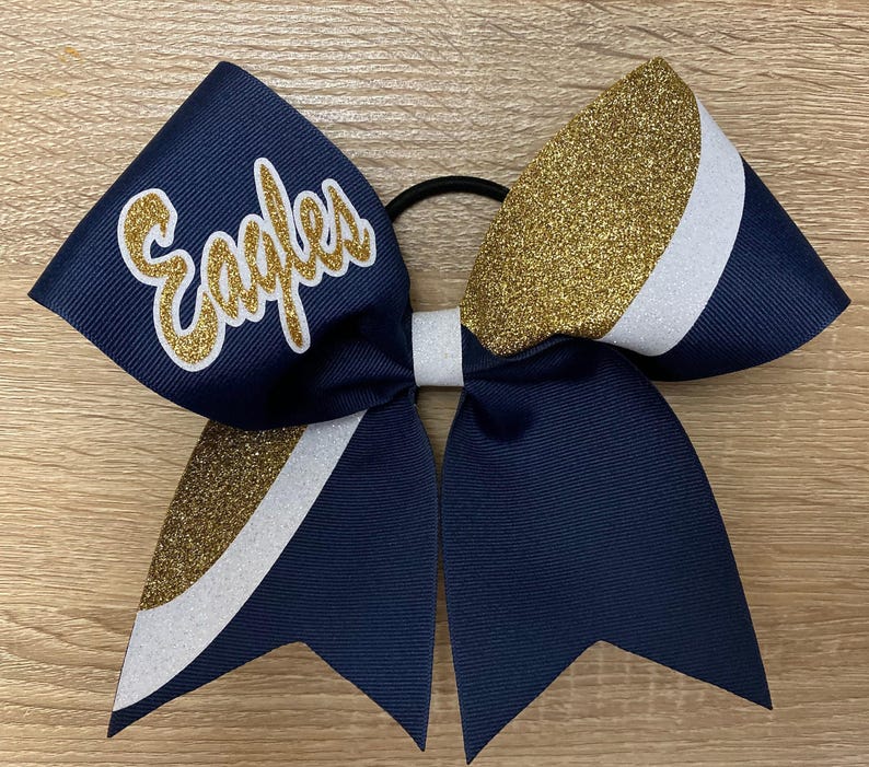 Custom grosgrain cheerleading cheer bow bows with team name image 1
