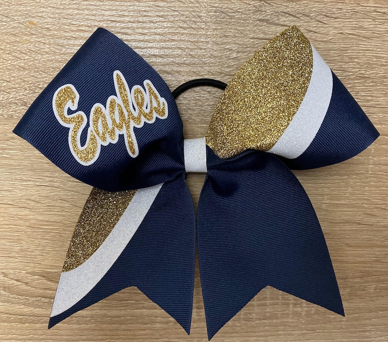 Custom grosgrain cheerleading cheer bow bows with team name imagem 1