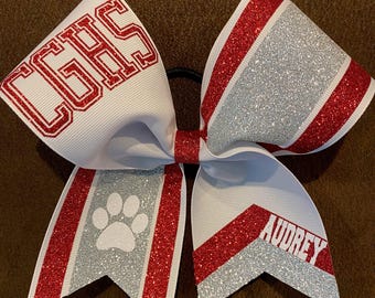 Custom Stripes and Tails Cheer Cheerleading Bow