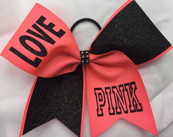 Love Pink Glitter Cheer Bow