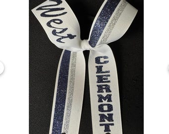 Collegiate College Long Tailed Double Striped Cheer cheerleading ribbon bow