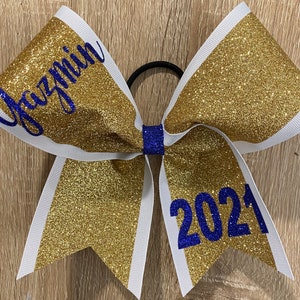 Glitter Cheer Bows Cheerleading Bow w/ Ribbon Trim