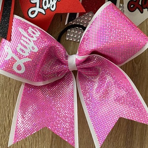 Mystic Glitter Pink Breast Cancer October Custom Cheer Bows