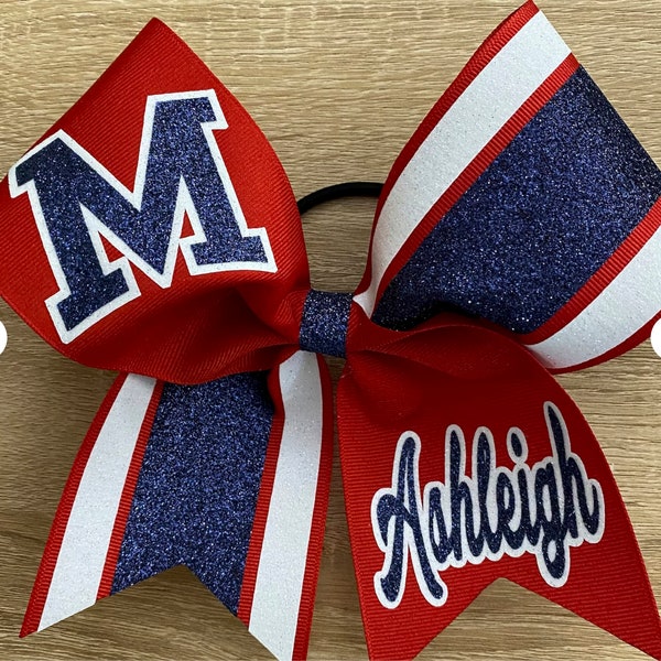 Custom Striped Cheer Cheerleading Bow