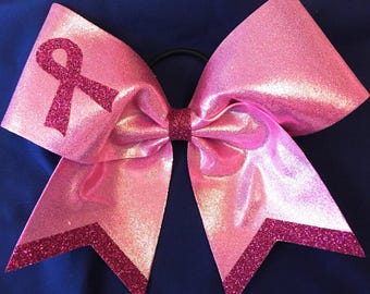 Mystic Glitter Pink Breast Cancer October Custom Cheer Bows