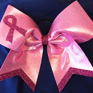Mystic Glitter Pink Breast Cancer October Custom Cheer Bows