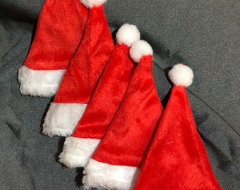 Mini Santa holiday Hat Christmas Crafts Cheer Cheerleading Bows Supply Set of 5