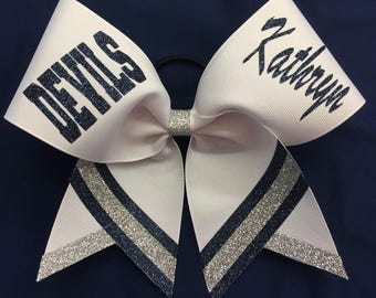 Custom made to your colors Cheer Glitter Grosgrain Bow