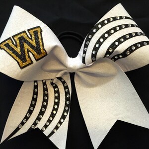 Glitter Rhinestone Curves Custom Cheer Bow image 4
