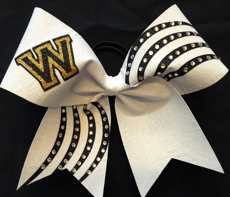 Glitter Rhinestone Curves Custom Cheer Bow image 4