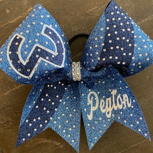 Custom rhinestone glitter loops cheerleading cheer bow bows