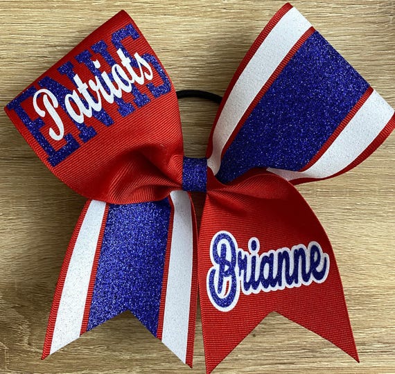 Custom Striped Team name Cheer Bow Grosgrain