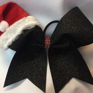 Holiday Christmas Santa Custom Glitter Cheer Cheerleading Bow image 1