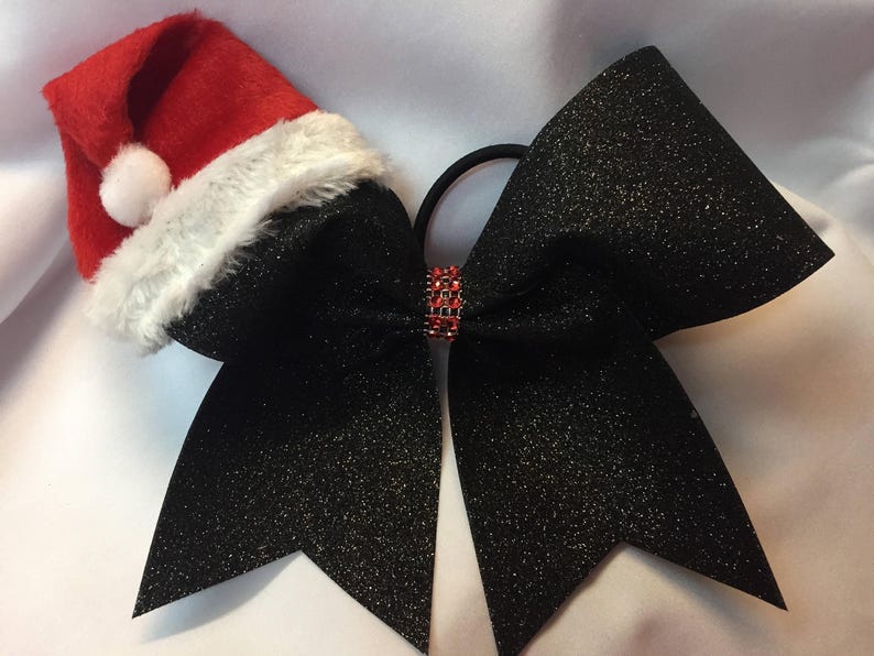 Holiday Christmas Santa Custom Glitter Cheer Cheerleading Bow image 1