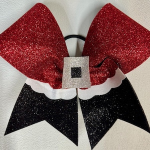 Holiday Christmas Santa Pants Custom Glitter Cheer Cheerleading Bow
