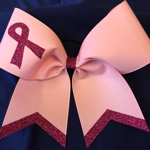 Pink Breast Cancer October Cheer Bows Custom Glitter Grosgrain