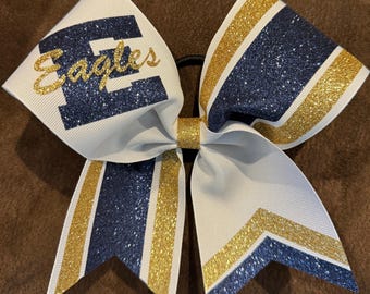 Custom Team Striped and Tails grosgrain cheerleading cheer bow bows