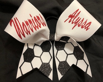 Custom Soccer Grosgrain Cheer Bow