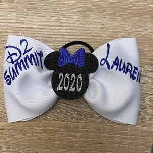 Custom Grosgrain Worlds Nationals D2 Summit cheerleading cheer bow with centerpiece