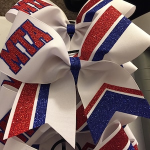 Stripes and Tails Custom Made Cheer Bow with Glitter