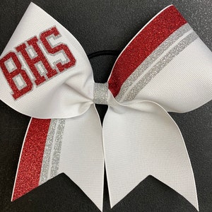 Custom Grosgrain Glitter Triple Striped Cheer Bow