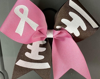 Grosgrain Football Pink Breast Cancer Cheer Cheerleading Bows Bow