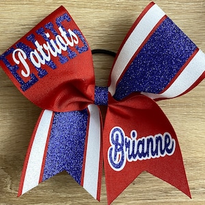 Custom Striped Team name Cheer Bow Grosgrain